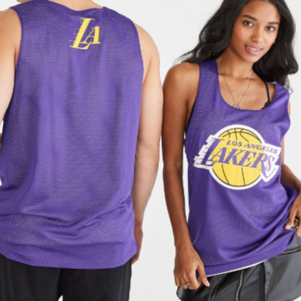 Women's Los Angeles Lakers Tank Reversable Design Mesh Jersey Purple White